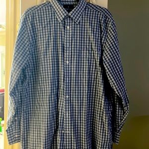 Blue and white gingham, Stafford men’s button down dress shirt
